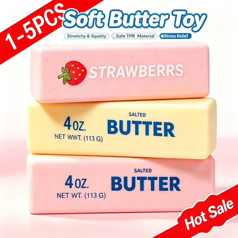 Strawberry butter stress relief squishy toy — slow rising butter bar