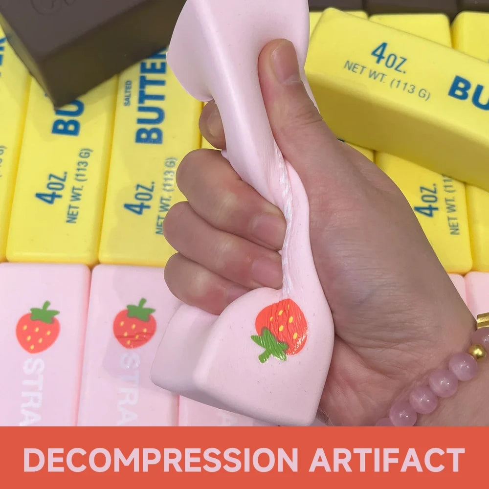 Strawberry butter stress relief squishy toy — slow rising butter bar