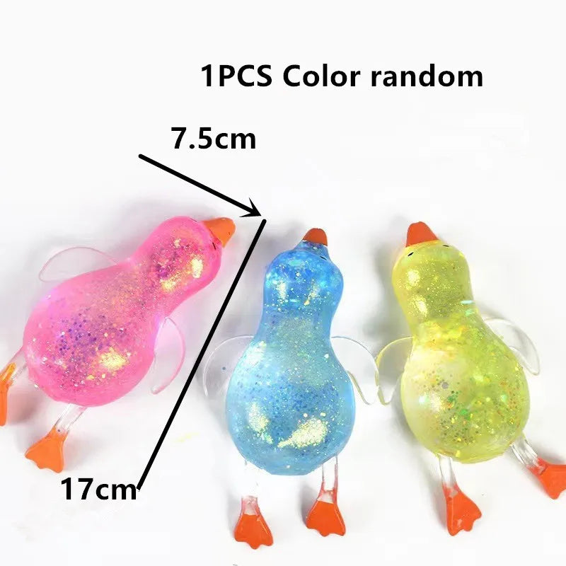 Glitter Aurora Duck Squishy — Stretchy Maltose Stress Toy