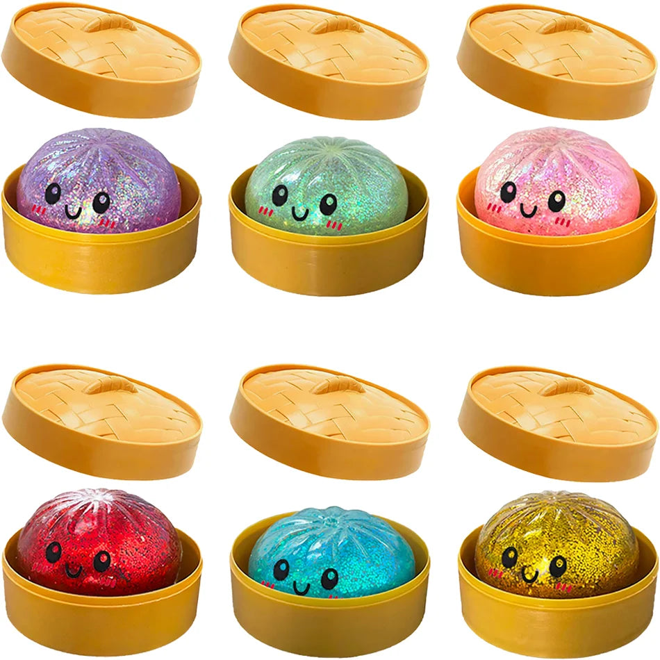 Glitter Dumpling Squishy Set — 6 Styles with Display Box
