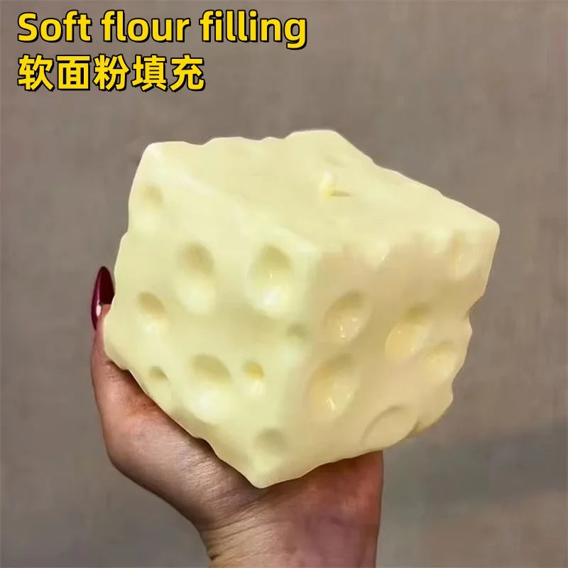 Jumbo Cheese Cube Squishy — Shapeable ASMR Stress Ball