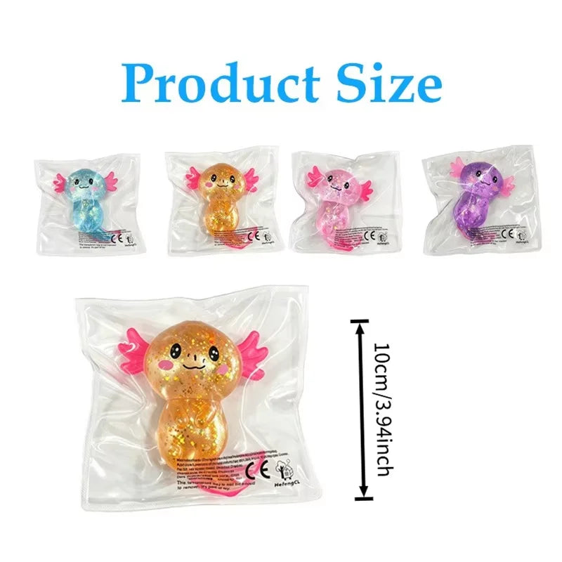 Giant Glitter Axolotl Squishy — Kawaii Stretchy Stress Toy