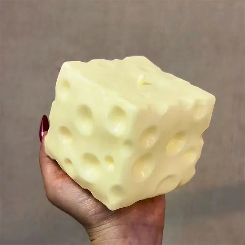 Jumbo Cheese Cube Squishy — Shapeable ASMR Stress Ball