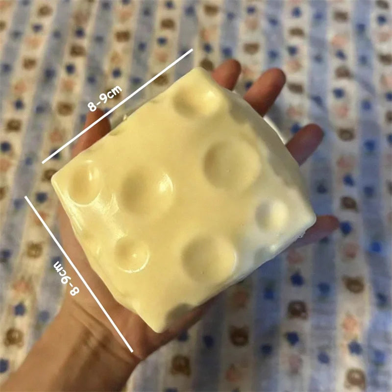 Jumbo Cheese Cube Squishy — Shapeable ASMR Stress Ball