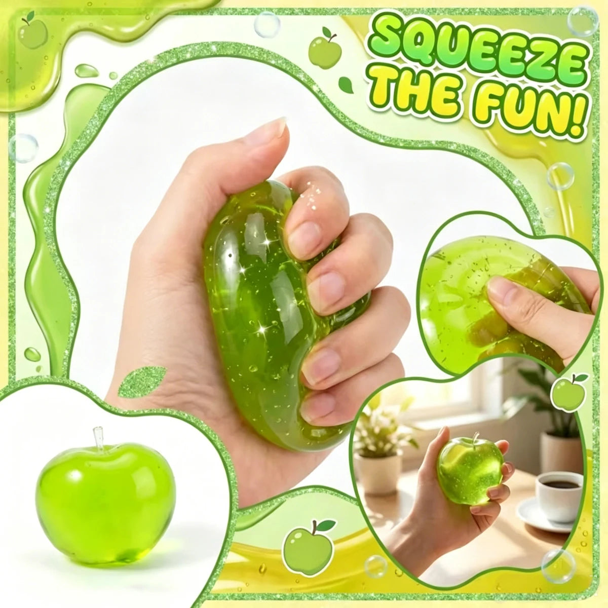 Slow Rising Fruit Apple Squishy — Stretchy Anti-Stress Toy (1-2 Pack)